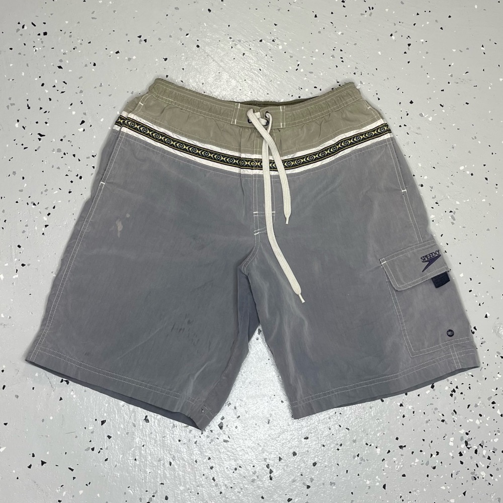 Vintage Speedo Swim Trunks Mens Size Medium Aztec / Grey